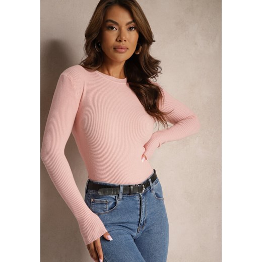 Różowa Bluzka Longsleeve w Cienkie Prążki Terilissa ze sklepu renee.pl w kategorii Bluzki damskie - zdjęcie 179921243