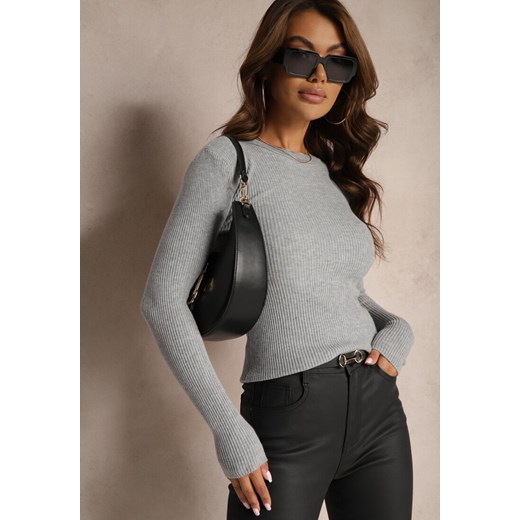 Szara Bluzka Longsleeve w Cienkie Prążki Terilissa ze sklepu renee.pl w kategorii Bluzki damskie - zdjęcie 179921253