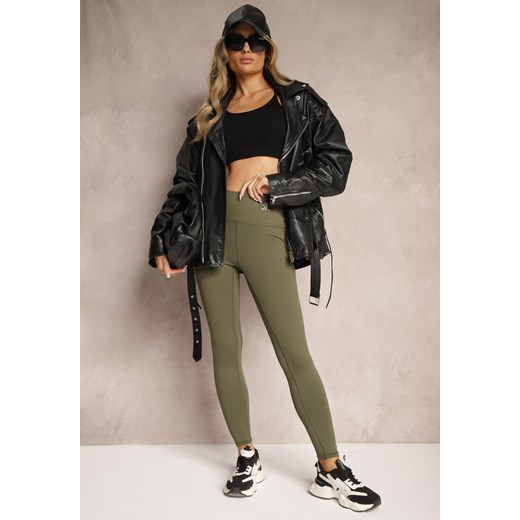 Ciemnozielone Sportowe Legginsy High Waist z Małym Ozdobnym Znaczkiem Lerilane ze sklepu renee.pl w kategorii Spodnie damskie - zdjęcie 179921961