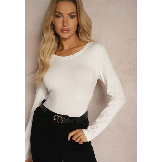 Biała Bluzka Longsleeve z Bawełny Taihani ze sklepu renee.pl w kategorii Bluzki damskie - zdjęcie 179925232