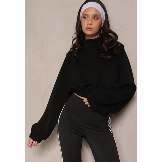 Czarna Krótka Bluza ze Stójką Benola ze sklepu renee.pl w kategorii Bluzy damskie - zdjęcie 179926634