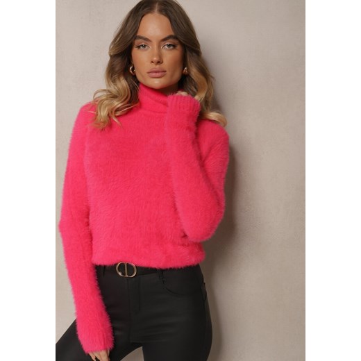 Różowy Casualowy Golf  z Wełną Nomilae ze sklepu renee.pl w kategorii Swetry damskie - zdjęcie 179931883