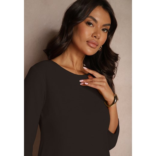 Czarna Sukienka o Trapezowym Kroju z Dłuższym Tyłem Gemivra Renee L promocyjna cena renee.pl