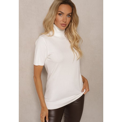 Biały Golf z Dodatkiem Kaszmiru i Krótkim Rękawem Edirana Renee ONE SIZE promocja renee.pl