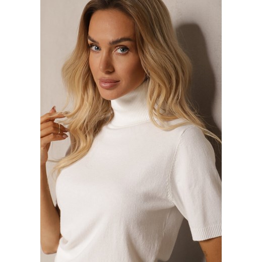 Biały Golf z Dodatkiem Kaszmiru i Krótkim Rękawem Edirana Renee ONE SIZE promocja renee.pl