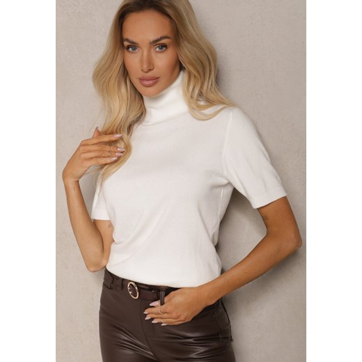 Biały Golf z Dodatkiem Kaszmiru i Krótkim Rękawem Edirana Renee ONE SIZE okazja renee.pl