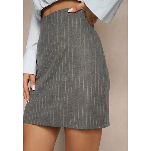 Ciemnoszara Spódnica Ołówkowa z Wiskozą w Paski Zozinae Renee S wyprzedaż renee.pl