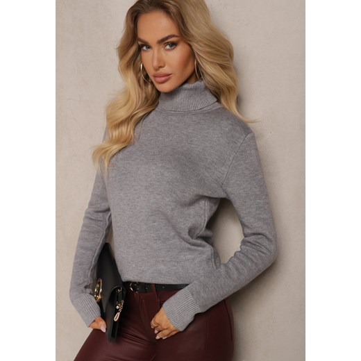 Szary Klasyczny Golf z Domieszką Wełny Zoziona ze sklepu renee.pl w kategorii Swetry damskie - zdjęcie 179934412