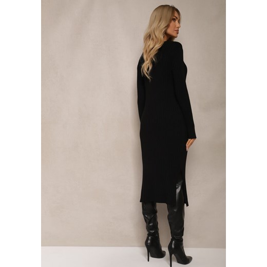 Renee sukienka z okrągłym dekoltem midi oversize'owa z długim rękawem 
