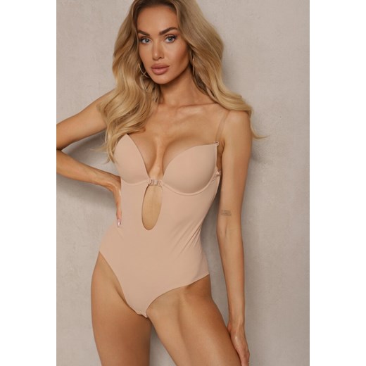 Beżowe Modelujące Body z Usztywniany Miseczkami na Regulowanych Ramiączkach Pinnessa ze sklepu renee.pl w kategorii Bluzki damskie - zdjęcie 179936092