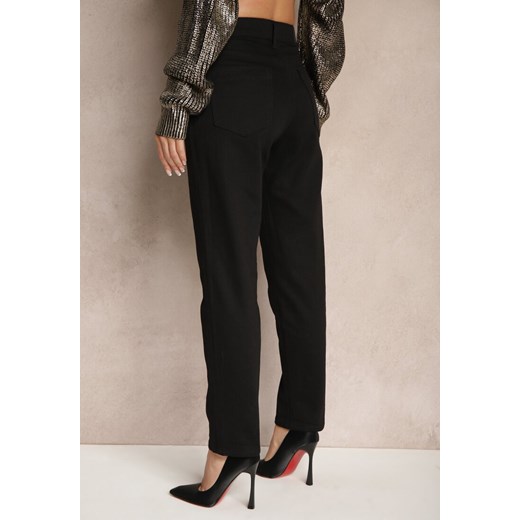Czarne Jeansy Mom Fit z Bawełną High Waist Wessemi Renee 2XL renee.pl