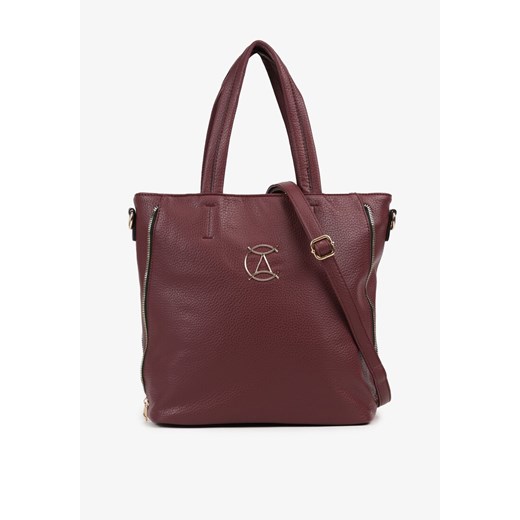 Bordowa  Torebka Shopper na Ramię z Paskiem z Regulacją Vemeriana ze sklepu renee.pl w kategorii Torby Shopper bag - zdjęcie 179937050