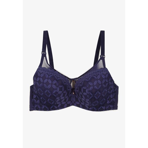 Granatowy Biustonosz o Kroju Full Cup Push-Up Zdobiony Geometrycznym Wzorem Renee 75D promocja renee.pl