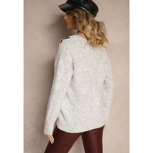 Sweter damski Renee w kwiaty wełniany 