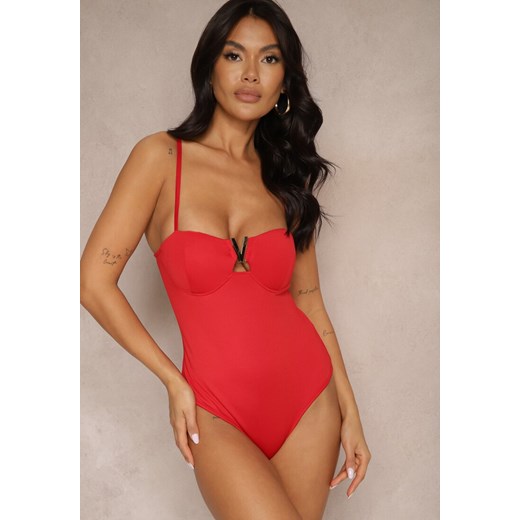 Czerwone Body z Metalową Ozdobą Areos ze sklepu renee.pl w kategorii Body damskie - zdjęcie 179938510