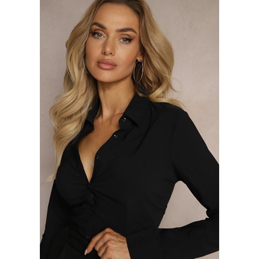 Czarna Casualowa Koszula z Bawełną Medelis Renee 2XL renee.pl wyprzedaż