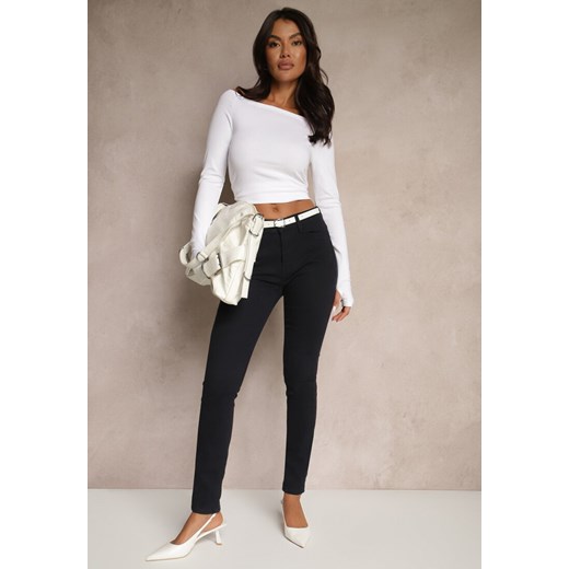 Granatowe Jeansy Slim Fit z Regularnym Stanem Solzedis ze sklepu renee.pl w kategorii Jeansy damskie - zdjęcie 179941784