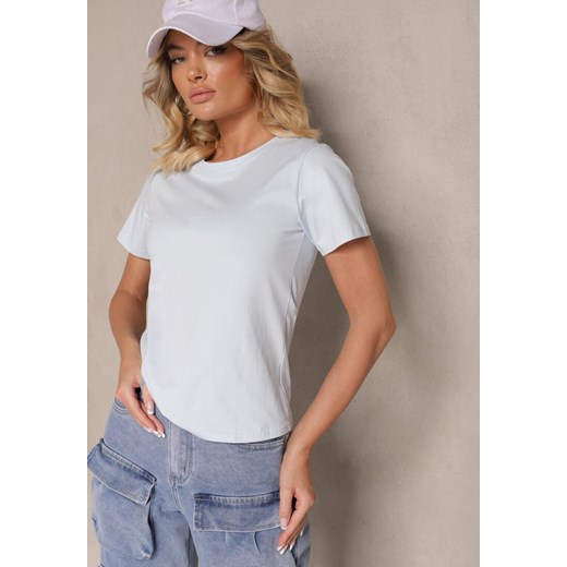 Jasnoniebieski Casualowy Bawełniany T-shirt Rivali ze sklepu renee.pl w kategorii Bluzki damskie - zdjęcie 179942052