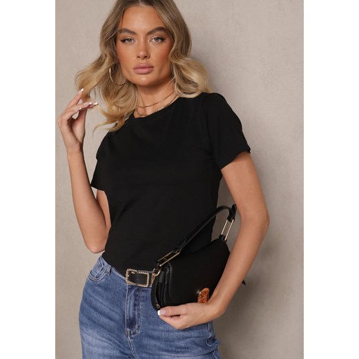 Czarny Casualowy Bawełniany T-shirt Rivali ze sklepu renee.pl w kategorii Bluzki damskie - zdjęcie 179942062