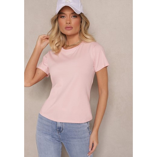 Różowy Casualowy Bawełniany T-shirt Rivali ze sklepu renee.pl w kategorii Bluzki damskie - zdjęcie 179942072