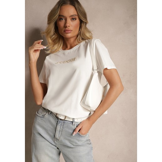 Biały T-shirt z Bawełny z Napisem Nalothra ze sklepu renee.pl w kategorii Bluzki damskie - zdjęcie 179942754