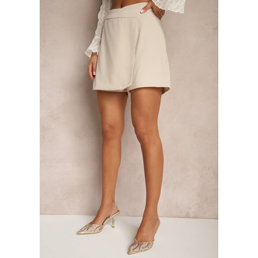 Jasnobeżowe Asymetryczne Spódnico-Szorty High Waist Nonalin Renee XL okazja renee.pl