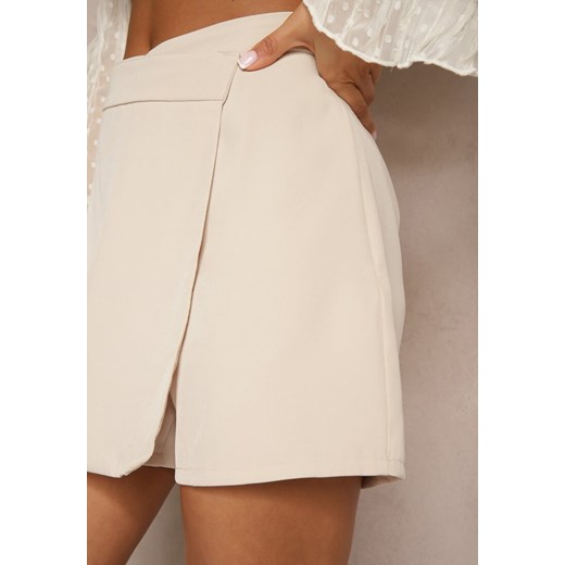 Jasnobeżowe Asymetryczne Spódnico-Szorty High Waist Nonalin Renee L okazyjna cena renee.pl