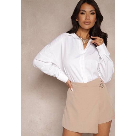 Beżowe Spódnico-Szorty High Waist z Paskiem i Klamrą Nonithra ze sklepu renee.pl w kategorii Szorty - zdjęcie 179944163