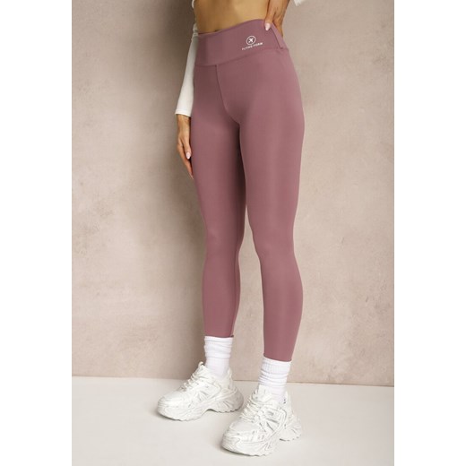 Fioletowe Legginsy High Waist z Gumką w Pasie Cloen Renee S wyprzedaż renee.pl