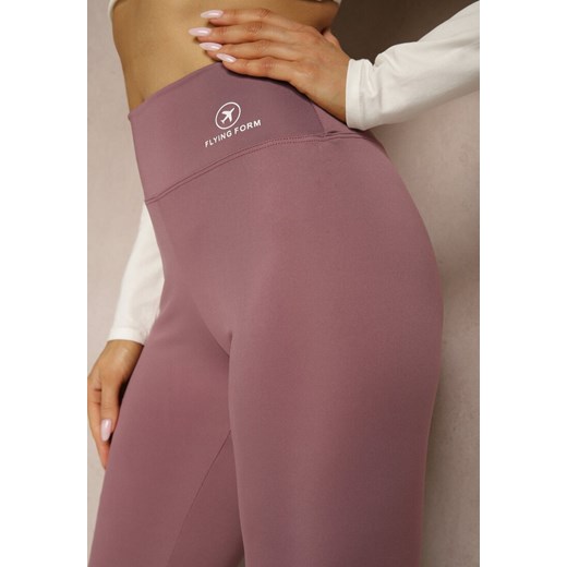 Fioletowe Legginsy High Waist z Gumką w Pasie Cloen Renee L wyprzedaż renee.pl
