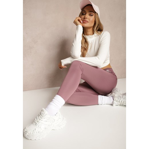 Fioletowe Legginsy High Waist z Gumką w Pasie Cloen Renee L wyprzedaż renee.pl