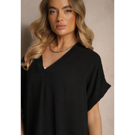 Czarny Bawełniany Komplet Spodnie o Szerokim Kroju i T-shirt Oversize Seltebis Renee ONE SIZE okazja renee.pl