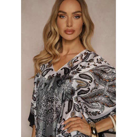 Czarne Ponczo Narzutka z Wiskozy i Jedwabiu w Stylu Boho Acera Renee ONE SIZE okazja renee.pl