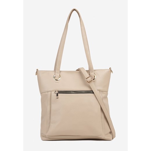 Ciemnobeżowa Torebka Shopperka Ozdobiona Suwakiem Nanamira ze sklepu renee.pl w kategorii Torby Shopper bag - zdjęcie 179949553