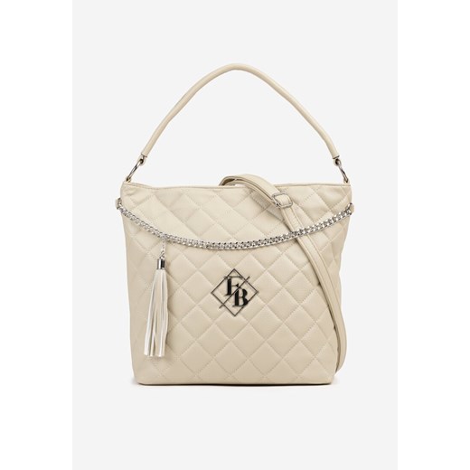 Beżowa  Torebka Shopperka z Pikowaniem i Paskiem Lanarista ze sklepu renee.pl w kategorii Torby Shopper bag - zdjęcie 179949562