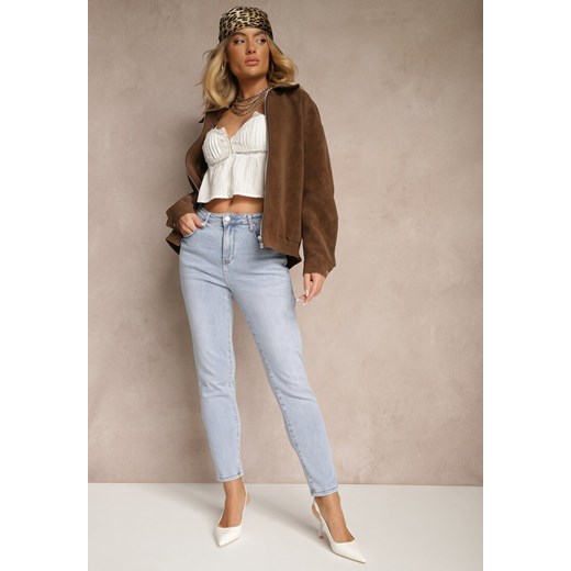 Jasnoniebieskie Skinny Jeansy z Bawełny High Waist Seslina ze sklepu renee.pl w kategorii Jeansy damskie - zdjęcie 179951873