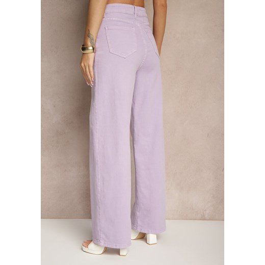Fioletowe Jeansy High Waist o Szerokim Kroju Silseli Renee S okazyjna cena renee.pl