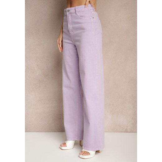 Fioletowe Jeansy High Waist o Szerokim Kroju Silseli Renee L promocyjna cena renee.pl