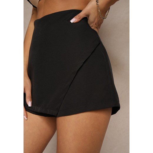 Czarne Asymetryczne Spódnico-Szorty High Waist Valseli Renee M wyprzedaż renee.pl