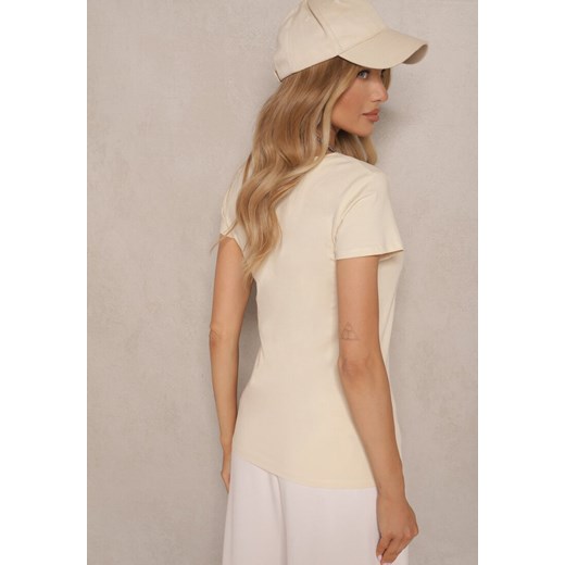 Beżowy T-shirt Basic z Bawełny Liaselle Renee XL renee.pl okazja