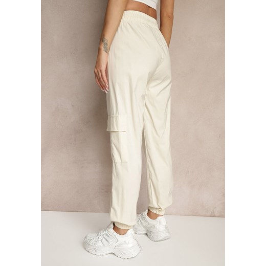 Jasnobeżowe Spodnie z Wiskozą Cargo High Waist Arrioelle Renee L promocja renee.pl