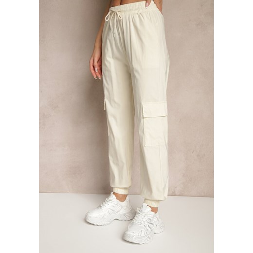 Jasnobeżowe Spodnie z Wiskozą Cargo High Waist Arrioelle Renee M okazja renee.pl