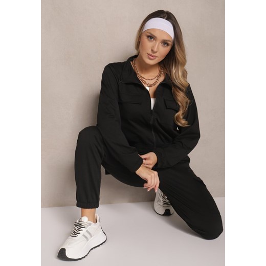Czarny Komplet Dresowy w Stylu Cargo Bluza i Spodnie Korirana ze sklepu renee.pl w kategorii Dresy damskie - zdjęcie 179954532