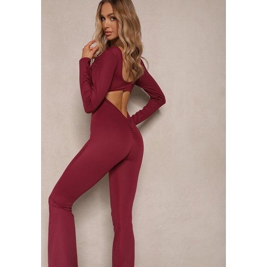 Bordowy Kombinezon Bodycon z Usztywnianymi Miseczkami i Wycięciami na Plecach Calinori ze sklepu renee.pl w kategorii Kombinezony damskie - zdjęcie 179955092