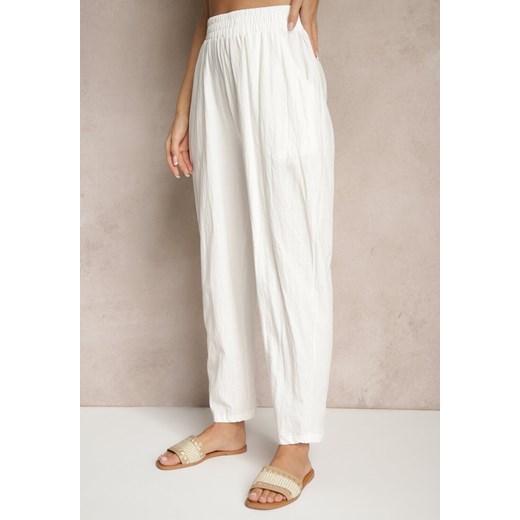 Białe Spodnie z Bawełny High Waist Sonirea Renee L wyprzedaż renee.pl