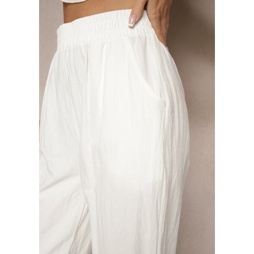 Białe Spodnie z Bawełny High Waist Sonirea Renee M okazja renee.pl