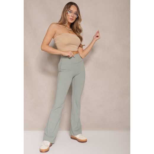 Miętowe Legginsy Dzwony High Waist Korivienne ze sklepu renee.pl w kategorii Spodnie damskie - zdjęcie 179955814