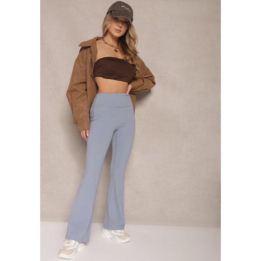 Jasnoniebieskie Legginsy Dzwony High Waist Korivienne ze sklepu renee.pl w kategorii Spodnie damskie - zdjęcie 179955834