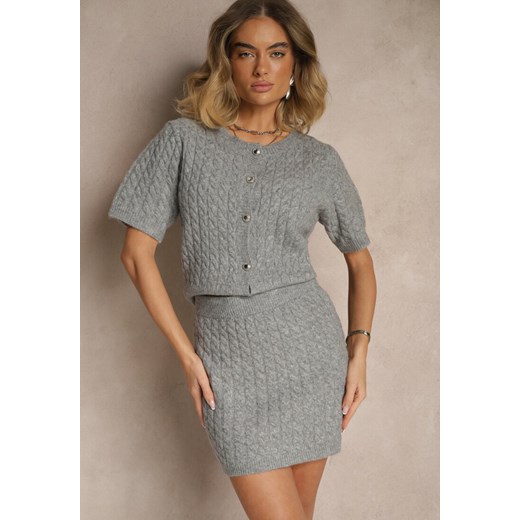 Szara Spódnica Sweterkowa z Wełną High Waist Selzeki ze sklepu renee.pl w kategorii Spódnice - zdjęcie 179957553