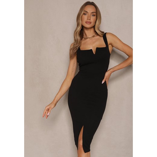 Czarna Sukienka Typu Bodycon z Ozdobnym Wycięciem Lenavine Renee S renee.pl promocyjna cena